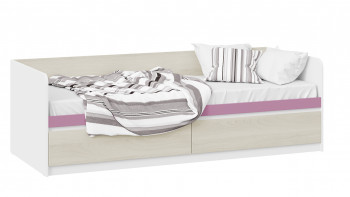 Кровать «Сканди» с 2 ящиками Дуб Гарден/Белый/Лиловый в Тогучине - toguchin.mebel54.com | фото