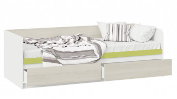Кровать «Сканди» с 2 ящиками Дуб Гарден/Белый/Зеленый в Тогучине - toguchin.mebel54.com | фото