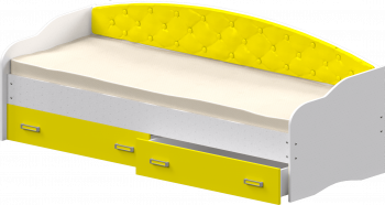 Кровать Софа-7 с мягкой спинкой (800х1900) Белый/Желтый в Тогучине - toguchin.mebel54.com | фото