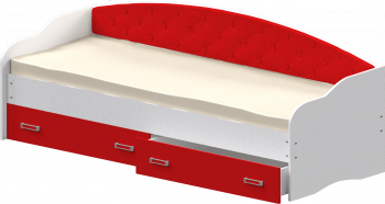 Кровать Софа-7 с мягкой спинкой (800х1900) Белый/Красный в Тогучине - toguchin.mebel54.com | фото