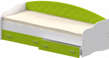 Кровать Софа-7 с мягкой спинкой (800х1900) Белый/Лайм в Тогучине - toguchin.mebel54.com | фото