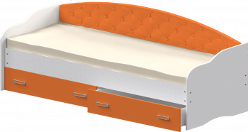 Кровать Софа-7 с мягкой спинкой (800х1900) Белый/Оранжевый в Тогучине - toguchin.mebel54.com | фото