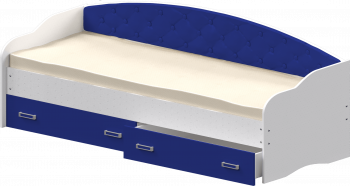 Кровать Софа-7 с мягкой спинкой (800х1900) Белый/Синий в Тогучине - toguchin.mebel54.com | фото