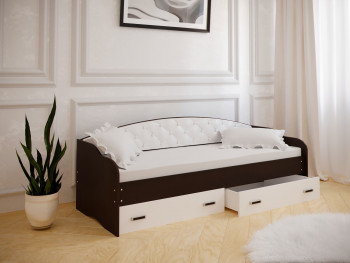 Кровать Софа-7 с мягкой спинкой (800х1900) Венге/ Белый в Тогучине - toguchin.mebel54.com | фото