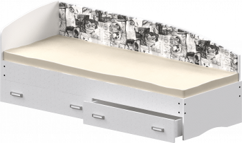 Кровать Софа-9 с мягкой спинкой с рисунком Милана (900х1900) Белый в Тогучине - toguchin.mebel54.com | фото