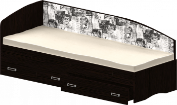 Кровать Софа-9 с мягкой спинкой с рисунком Милана (900х1900) Венге в Тогучине - toguchin.mebel54.com | фото