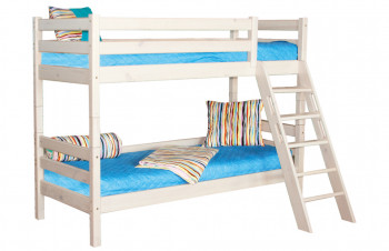 Кровать Соня вариант 10 двухъярусная с наклонной лестницей Белый полупрозрачный в Тогучине - toguchin.mebel54.com | фото