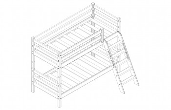 Кровать Соня вариант 12 низкая с наклонной лестницей Белый полупрозрачный в Тогучине - toguchin.mebel54.com | фото