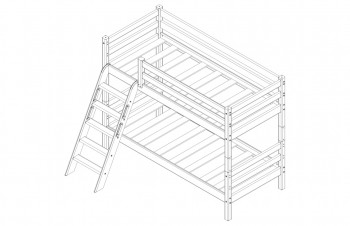 Кровать Соня вариант 12 низкая с наклонной лестницей Белый полупрозрачный в Тогучине - toguchin.mebel54.com | фото
