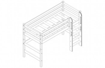 Кровать Соня вариант 5 полувысокая с прямой лестницей белый полупрозрачный в Тогучине - toguchin.mebel54.com | фото