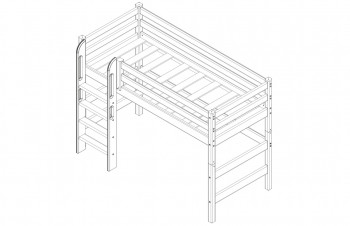 Кровать Соня вариант 5 полувысокая с прямой лестницей белый полупрозрачный в Тогучине - toguchin.mebel54.com | фото