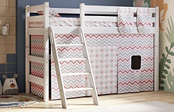 Кровать Соня вариант 6 полувысокая с наклонной лестницей Белый полупрозрачный в Тогучине - toguchin.mebel54.com | фото