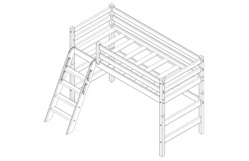 Кровать Соня вариант 6 полувысокая с наклонной лестницей Лаванда в Тогучине - toguchin.mebel54.com | фото