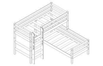 Кровать Соня вариант 7 угловая с прямой лестницей Белый полупрозрачный в Тогучине - toguchin.mebel54.com | фото