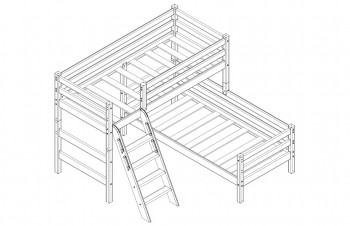 Кровать Соня вариант 8 угловая с наклонной лестницей Белый полупрозрачный в Тогучине - toguchin.mebel54.com | фото