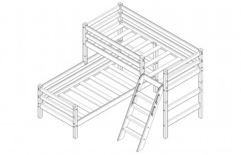 Кровать Соня вариант 8 угловая с наклонной лестницей Белый полупрозрачный в Тогучине - toguchin.mebel54.com | фото