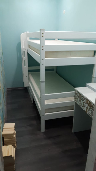 Кровать Соня вариант 9 двухъярусная с прямой лестницей Белый полупрозрачный в Тогучине - toguchin.mebel54.com | фото