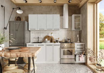 Кухонный гарнитур Нувель 1800мм белый/бетон белый в Тогучине - toguchin.mebel54.com | фото