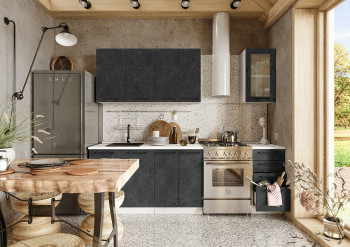 Кухонный гарнитур Нувель 1800мм белый/бетон черный в Тогучине - toguchin.mebel54.com | фото