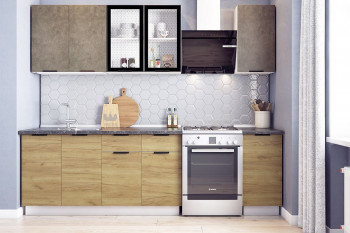 Кухонный гарнитур Стоун 2.0 (белый/камень темно-серый/акация светлая) в Тогучине - toguchin.mebel54.com | фото