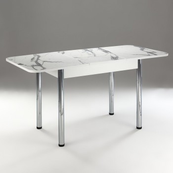 Кухонный стол 1100*700/400 ф 2 Пластик, мрамор белый в Тогучине - toguchin.mebel54.com | фото