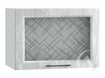 Либерти Шкаф верхний горизонтальный со стеклом ШВГС 609 (Холст грей/корпус белый) в Тогучине - toguchin.mebel54.com | фото