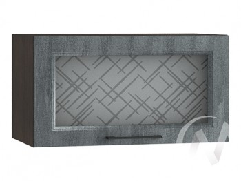 Либерти Шкаф верхний горизонтальный со стеклом ШВГС 609 (Холст грей/корпус венге) в Тогучине - toguchin.mebel54.com | фото