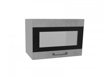 Лофт ПГСФ 500 шкаф верхний горизонтальный со стеклом и фотопечатью (Бетон светлый/корпус Серый) в Тогучине - toguchin.mebel54.com | фото
