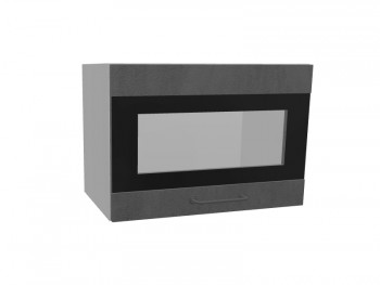 Лофт ПГСФ 500 шкаф верхний горизонтальный со стеклом и фотопечатью (Бетон темный/корпус Серый) в Тогучине - toguchin.mebel54.com | фото
