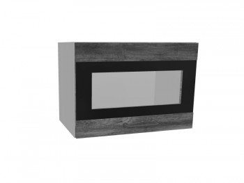 Лофт ПГСФ 500 шкаф верхний горизонтальный со стеклом и фотопечатью (Дуб бурый/корпус Серый) в Тогучине - toguchin.mebel54.com | фото