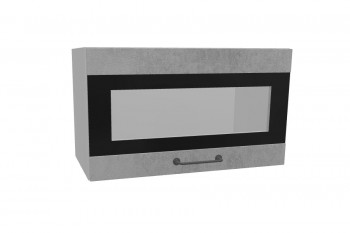 Лофт ПГСФ 600 шкаф верхний горизонтальный со стеклом и фотопечатью (Бетон светлый/корпус Серый) в Тогучине - toguchin.mebel54.com | фото
