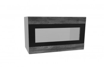 Лофт ПГСФ 600 шкаф верхний горизонтальный со стеклом и фотопечатью (Дуб бурый/корпус Серый) в Тогучине - toguchin.mebel54.com | фото