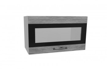 Лофт ПГСФ 600 шкаф верхний горизонтальный со стеклом и фотопечатью (Дуб майский/корпус Серый) в Тогучине - toguchin.mebel54.com | фото