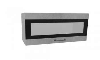 Лофт ПГСФ 800 шкаф верхний горизонтальный со стеклом и фотопечатью (Бетон светлый/корпус Серый) в Тогучине - toguchin.mebel54.com | фото