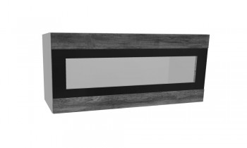 Лофт ПГСФ 800 шкаф верхний горизонтальный со стеклом и фотопечатью (Дуб бурый/корпус Серый) в Тогучине - toguchin.mebel54.com | фото