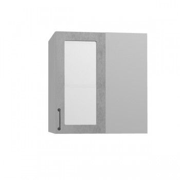 Лофт ПУС 650 шкаф верхний угловой со стеклом (Бетон светлый/корпус Серый) в Тогучине - toguchin.mebel54.com | фото