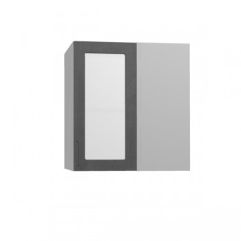 Лофт ПУС 650 шкаф верхний угловой со стеклом (Бетон темный/корпус Серый) в Тогучине - toguchin.mebel54.com | фото