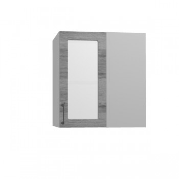 Лофт ПУС 650 шкаф верхний угловой со стеклом (Дуб цикорий/корпус Серый) в Тогучине - toguchin.mebel54.com | фото