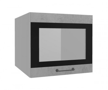 Лофт ВПГСФ 500 шкаф верхний горизонтальный со стеклом высокий с фотопечатью (Бетон светлый/корпус Серый) в Тогучине - toguchin.mebel54.com | фото