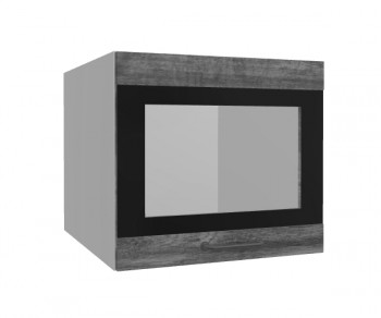 Лофт ВПГСФ 500 шкаф верхний горизонтальный со стеклом высокий с фотопечатью (Дуб бурый/корпус Серый) в Тогучине - toguchin.mebel54.com | фото