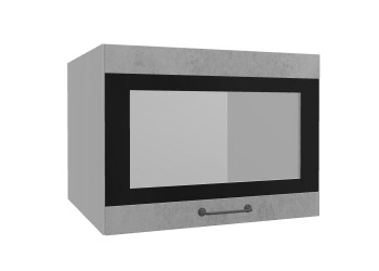 Лофт ВПГСФ 600 шкаф верхний горизонтальный со стеклом высокий с фотопечатью (Бетон светлый/корпус Серый) в Тогучине - toguchin.mebel54.com | фото