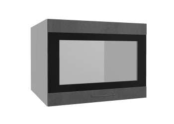 Лофт ВПГСФ 600 шкаф верхний горизонтальный со стеклом высокий с фотопечатью (Бетон темный/корпус Серый) в Тогучине - toguchin.mebel54.com | фото