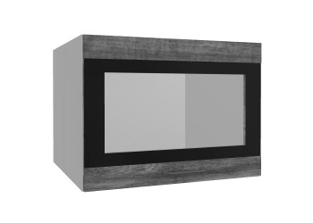 Лофт ВПГСФ 600 шкаф верхний горизонтальный со стеклом высокий с фотопечатью (Дуб бурый/корпус Серый) в Тогучине - toguchin.mebel54.com | фото