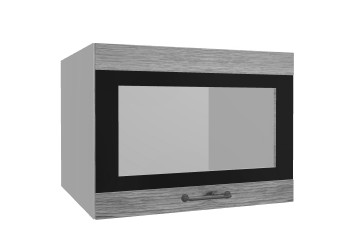 Лофт ВПГСФ 600 шкаф верхний горизонтальный со стеклом высокий с фотопечатью (Дуб майский/корпус Серый) в Тогучине - toguchin.mebel54.com | фото