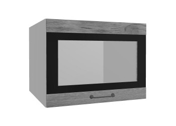 Лофт ВПГСФ 600 шкаф верхний горизонтальный со стеклом высокий с фотопечатью (Дуб цикорий/корпус Серый) в Тогучине - toguchin.mebel54.com | фото