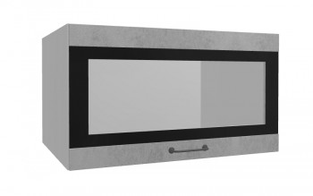 Лофт ВПГСФ 800 шкаф верхний горизонтальный со стеклом высокий с фотопечатью (Бетон светлый/корпус Серый) в Тогучине - toguchin.mebel54.com | фото