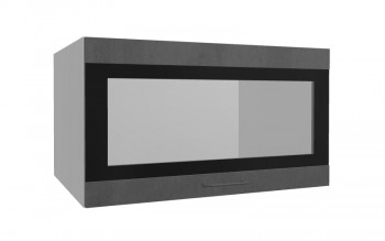 Лофт ВПГСФ 800 шкаф верхний горизонтальный со стеклом высокий с фотопечатью (Бетон темный/корпус Серый) в Тогучине - toguchin.mebel54.com | фото