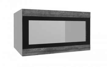 Лофт ВПГСФ 800 шкаф верхний горизонтальный со стеклом высокий с фотопечатью (Дуб бурый/корпус Серый) в Тогучине - toguchin.mebel54.com | фото
