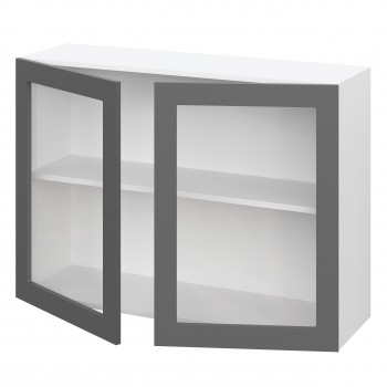 Лондон ШВС 1000 Шкаф верхний со стеклом (Дуб белый/корпус Белый) в Тогучине - toguchin.mebel54.com | фото