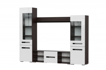Мебель для гостиной МГС 6 (Исполнение 1/Венге/Белый глянец) в Тогучине - toguchin.mebel54.com | фото